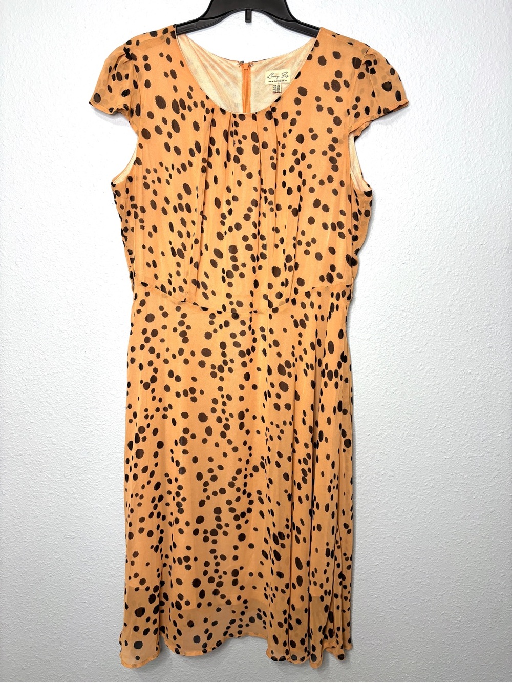 Lindy Bop Cap Sleeve Retro Cheetah Dot Chiffon Fit & Flare Midi Dress 3XL